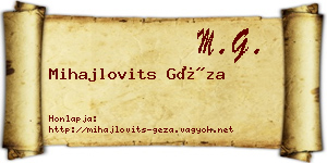 Mihajlovits Géza névjegykártya