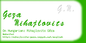 geza mihajlovits business card